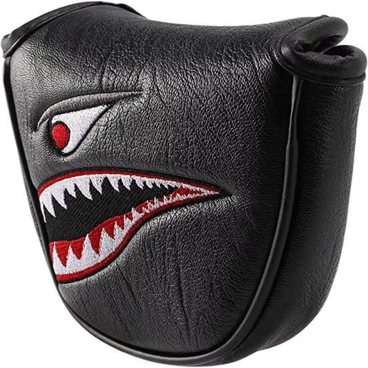 Black PU Shark Embroidery Golf Mallet Putter Cover