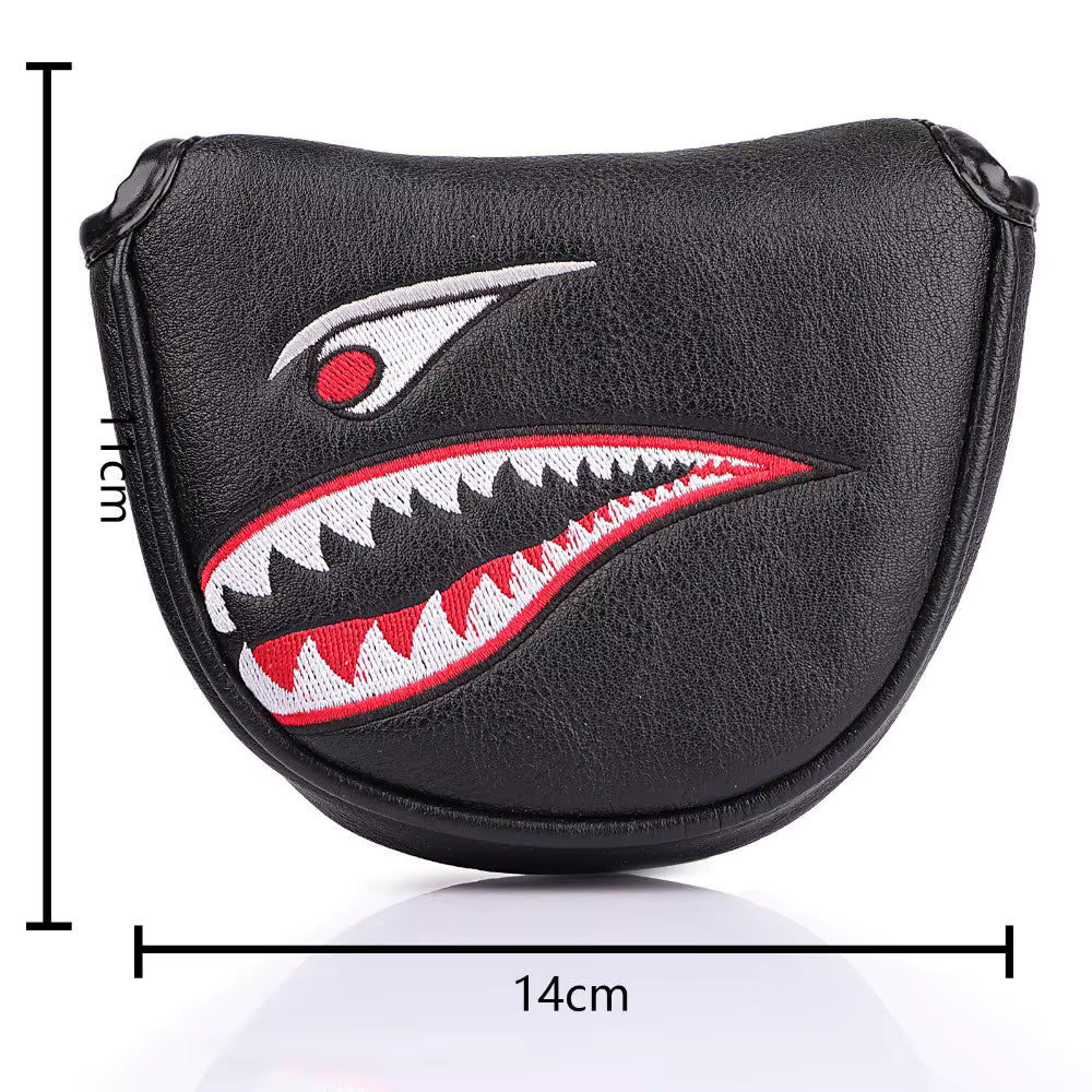 Black PU Shark Embroidery Golf Mallet Putter Cover